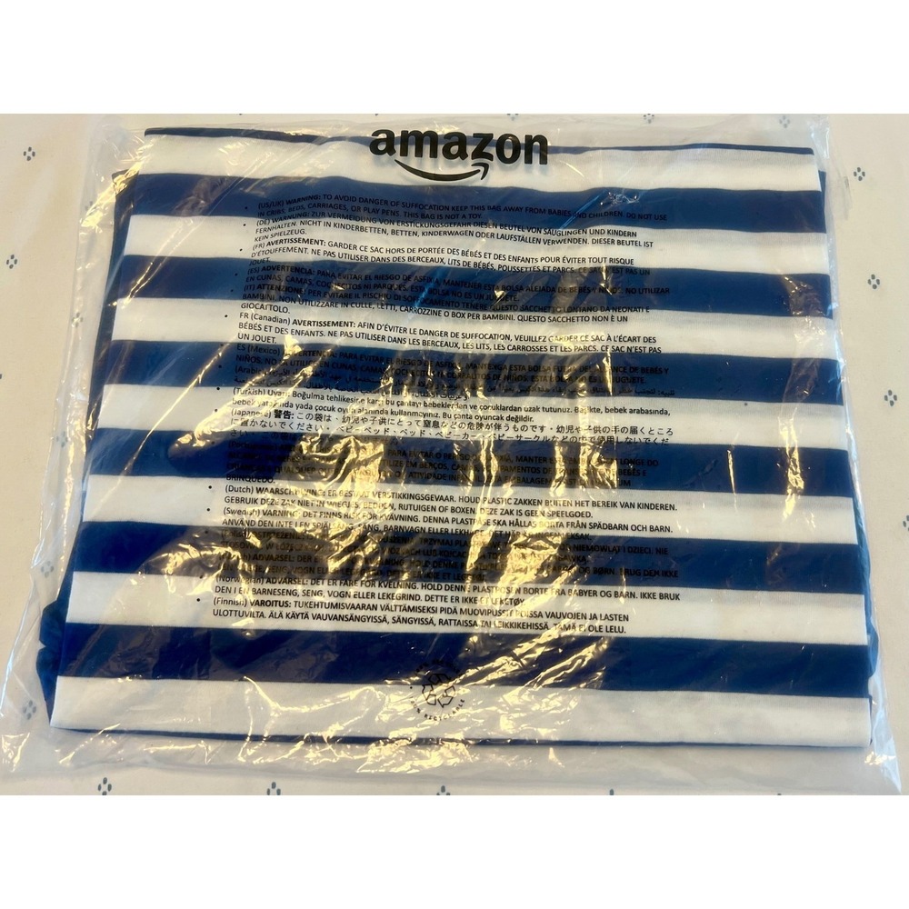 Amazon Essentials Men's Slim Fit Tank Top Blue/White Stripe Casual‎ Coastal NWT - Picture 3 of 5